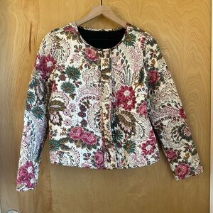Floral Quilted Jacket By Flannel